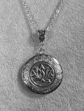 New Lotus Flower Silver-tone Locket Necklace